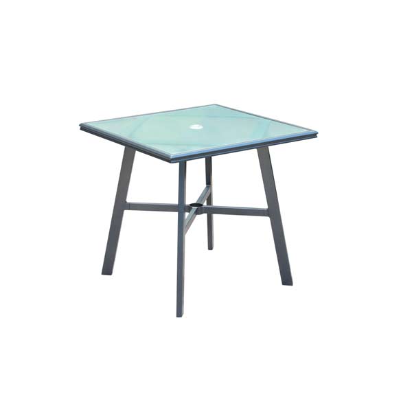 CommercialAluminum"SquareGlassTopTable