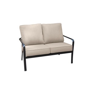 Commercial Aluminum Slat Back Loveseat With Sunbrella Cushions