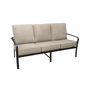 Commercial Aluminum Slat Back Sofa with Sunbrella Cushions