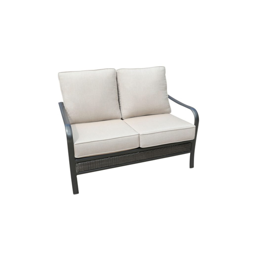 Commercial Aluminum Woven Loveseat With Sunbrella Cushions