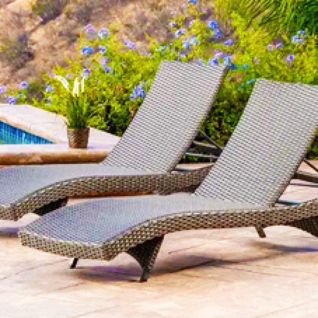 View of two pieces of commercial outdoor furniture