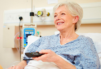 View of a woman enjoying patient entertainment