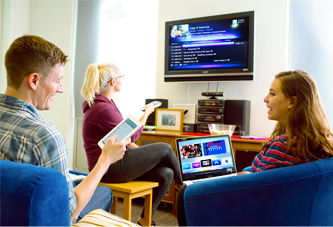 TV & Internet for Student Housing being used by three students