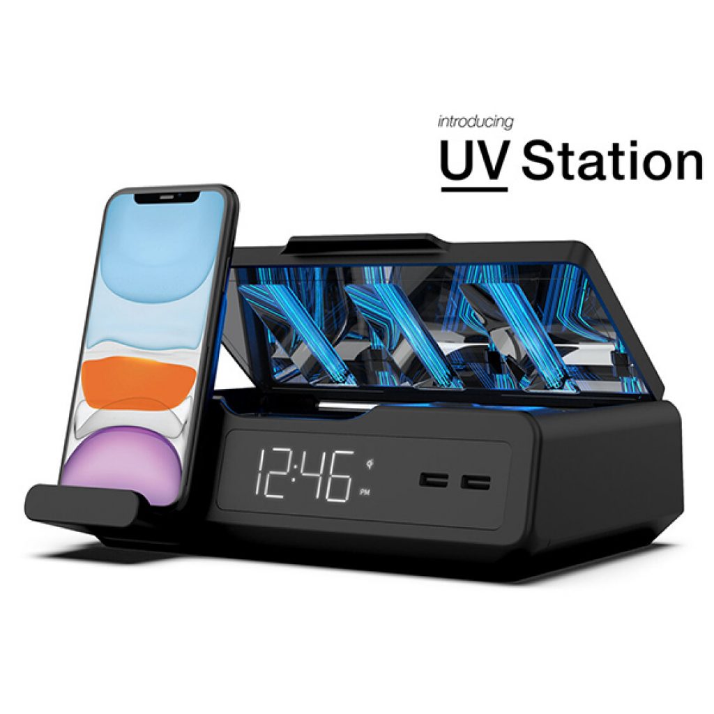 Nonstop UV Station with Iphone placed next to it.