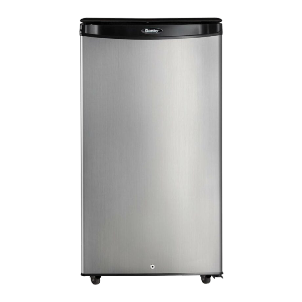 Outdoor Refrigerator

 	3.1 CF Refrigerator, Auto-Defrost Refrigerator, Manual Defrost Freezer, 2 Door, Energy Star, Spotless Steel
 	Unit Dimensions: Width 18 14/16” (48.0 cm), Depth 19 11/16” (50.0 cm) Height 33 7/16” (85.0 cm)