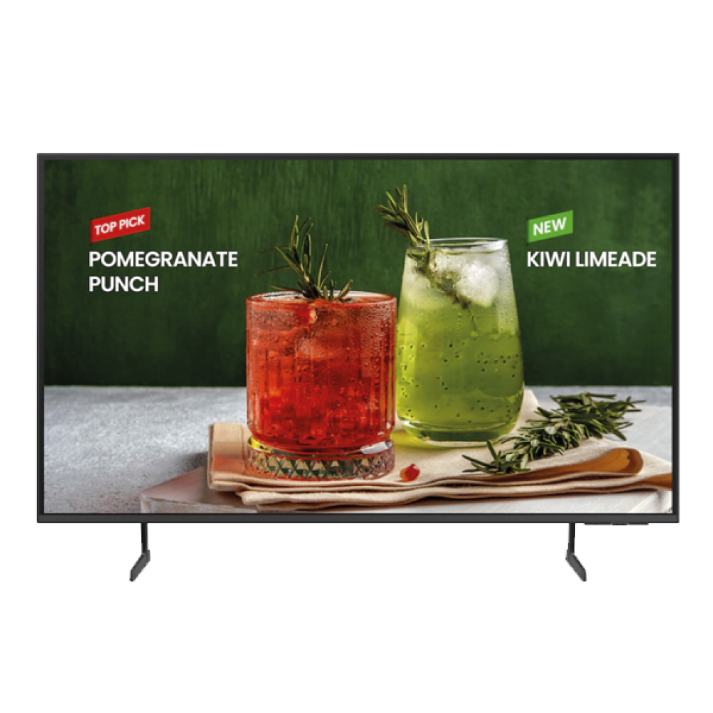 4K Business Pro TV

43″ 50″ 55″ 65″ 75″ 85″

 	Samsung Business TV App
 	Tyzen Enterprise Platform
 	Crystal Processor 4K
 	3-year warranty