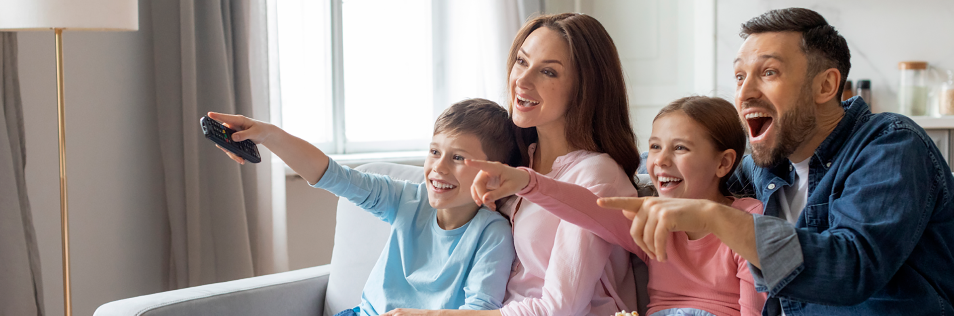 Family watching TV